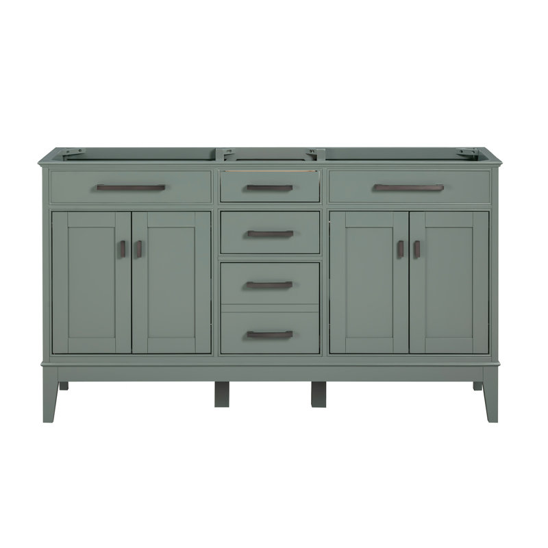 Madison 60'' W Double Bathroom Vanity Base, Smoke Green