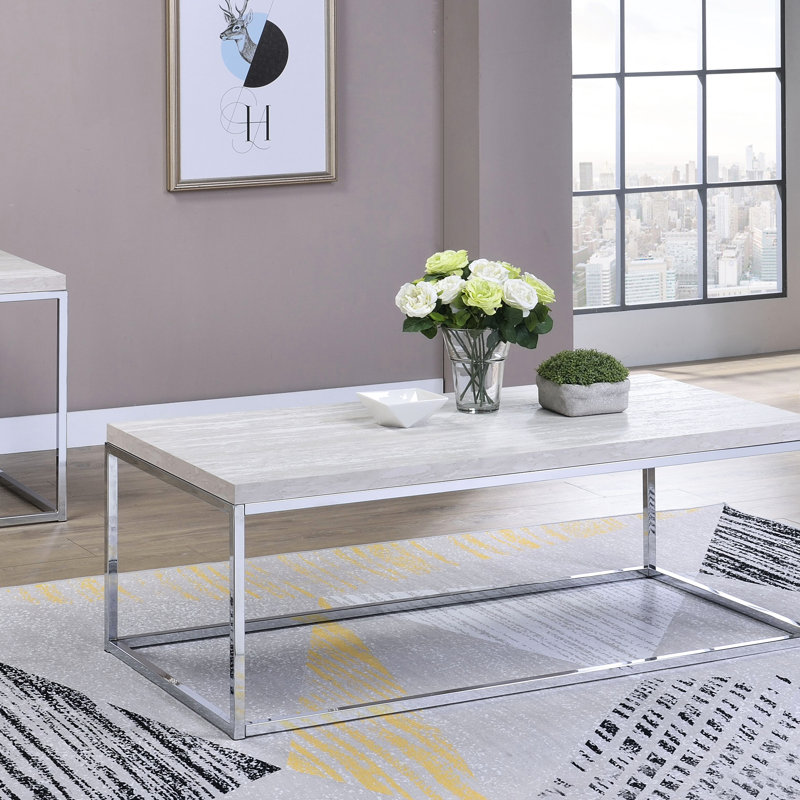 Table basse avec base luge pour système de configuration rectangulaire d'espaces de vie