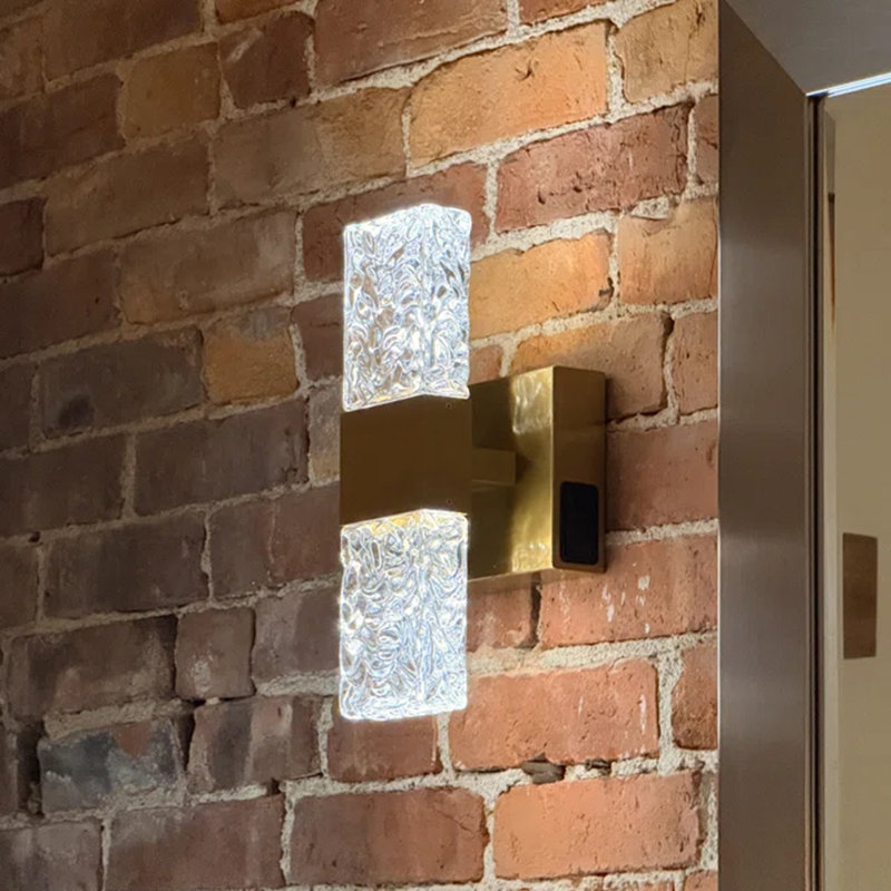 11.8'' Rechargeable Dimmable Crystal LED Wall Sconce with Remote, Brushed Gold