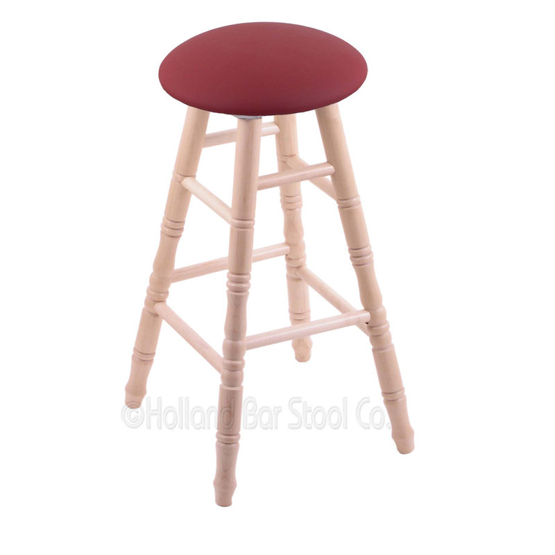 Tabouret de comptoir pivotant de 24 po, Vinyle noir, Chêne naturel