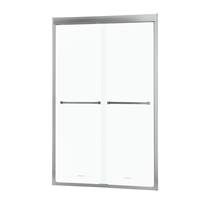 48" Brushed Nickel Semi-Frameless Sliding Shower Door with Clear Glass