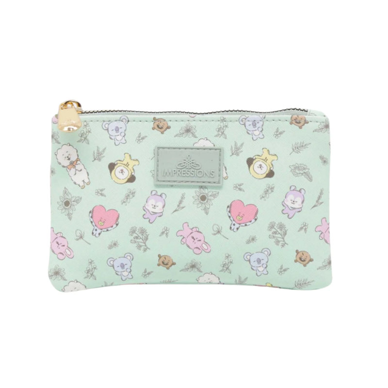 Coiffeuse Impression BT21 3 pièces Ensemble de trousses de maquillage avec grandes, moyennes et petites pochettes, organisation de maquillage avec pochette intérieure, matériau en PVC transparent, trousse de toilette de voyage pour les essentiels quotidiens des femmes