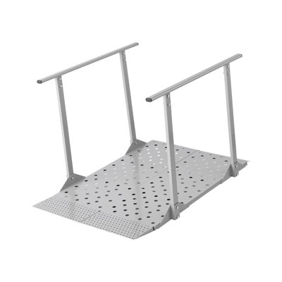 Wheelchair Ramp with Handrails, 44.9 x 33.5 in, Heavy Duty Aluminum Handicap Ramp, 440 lbs Capacity, Non-Slip Portable Threshold Ramps for Home Steps, Stairs, Doorways, Curbs, Walkers, Scooters