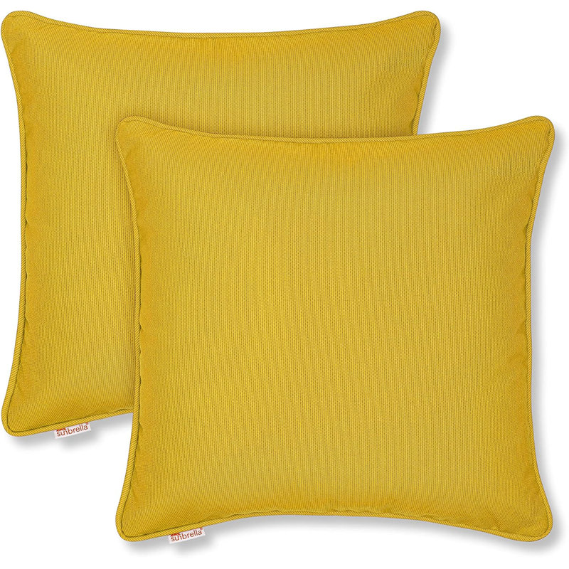 Housse de coussin Sunbrella, Jonquille, Carré 17 po, Housse de coussin seulement - sans coussin