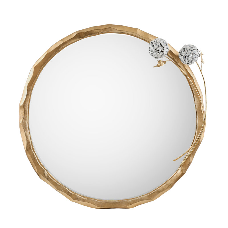 Hydrangea Circle Mirror, Brass