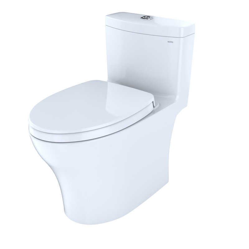 Toilette allongée monobloc TOTO® Aquia® IV à double chasse double 1,28 et 0,9 GPF, WASHLET® + prêt avec CEFIONTECT®, blanc coton