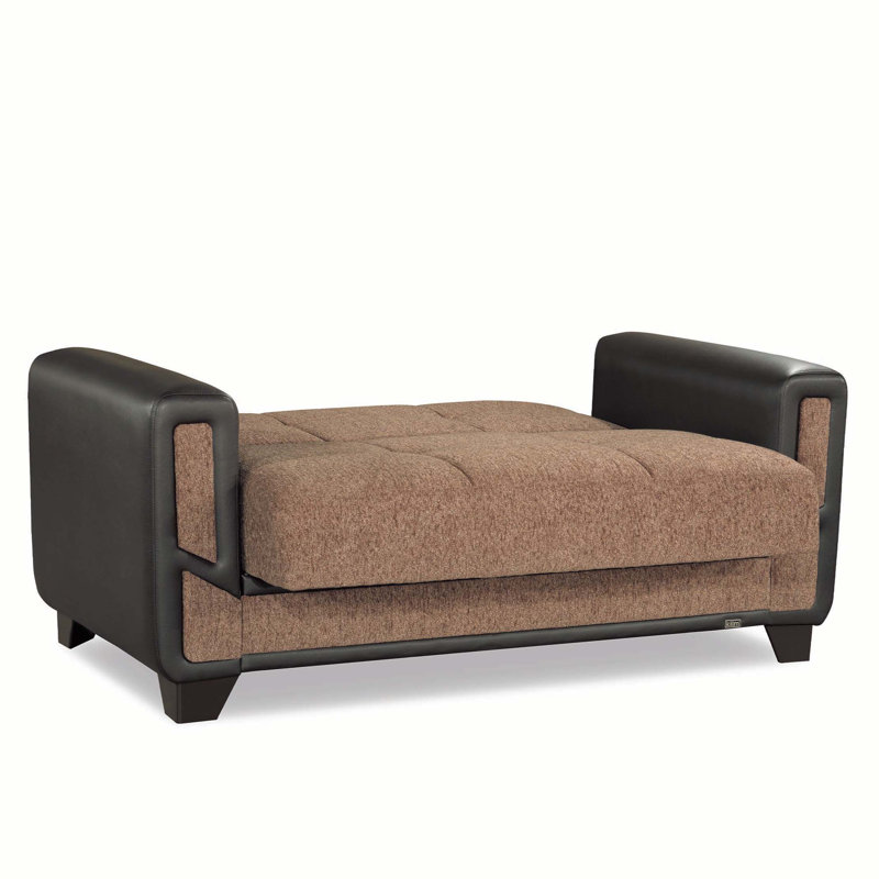 Causeuse convertible rembourrée avec rangement, Brun, Marron foncé