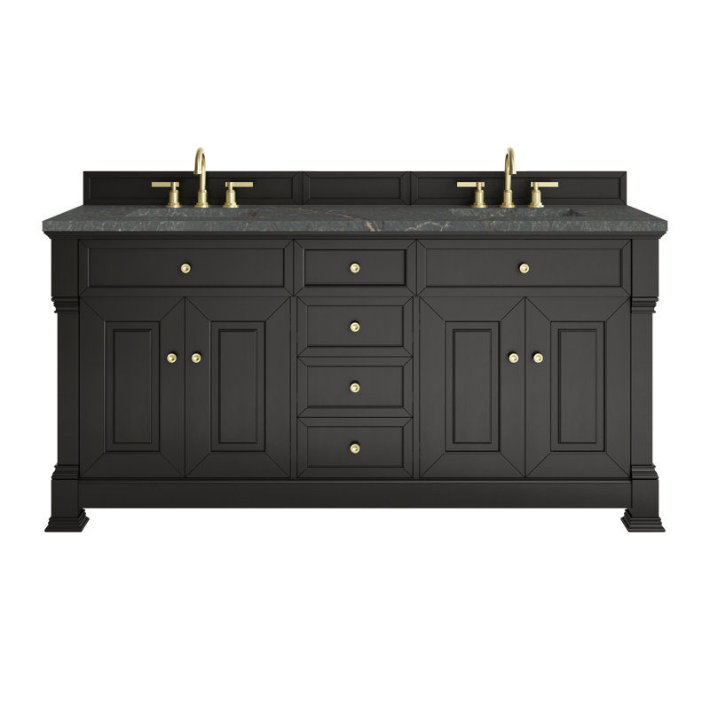 Meuble-lavabo double l 72 po Brookfield, Bleu Parisien, Noir onyx