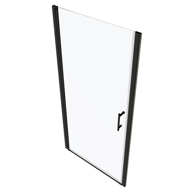 Porte de douche à pivot avec verre trempé - baignoire noire mat 32 à 33 3/8 po