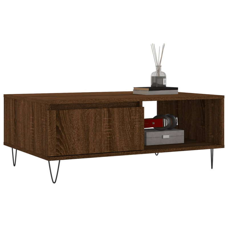 Gilbrae Four Leg Coffee Table with Storage, Brown Oak
