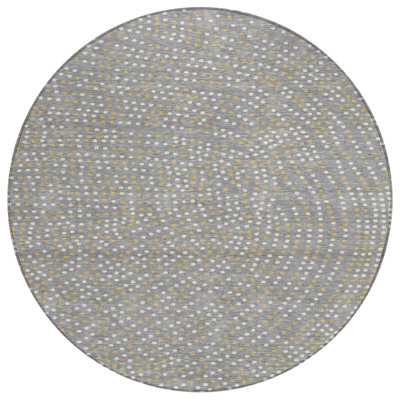 Tapis rond lavable à pois 8 po