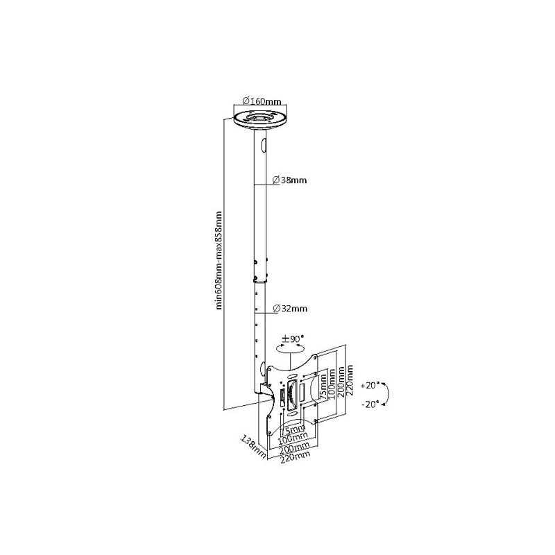 Symple Stuff Single Screen Ceiling Mount