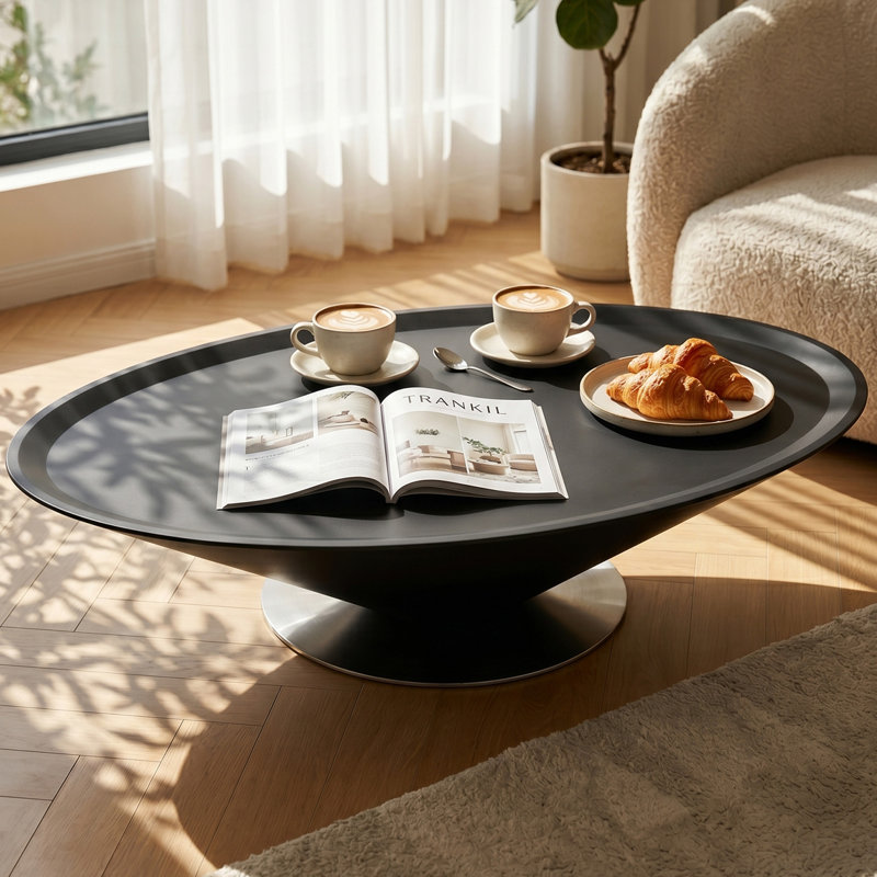Table basse élégante en bois, 13.77" H x 55.11" W x 27.55" D
