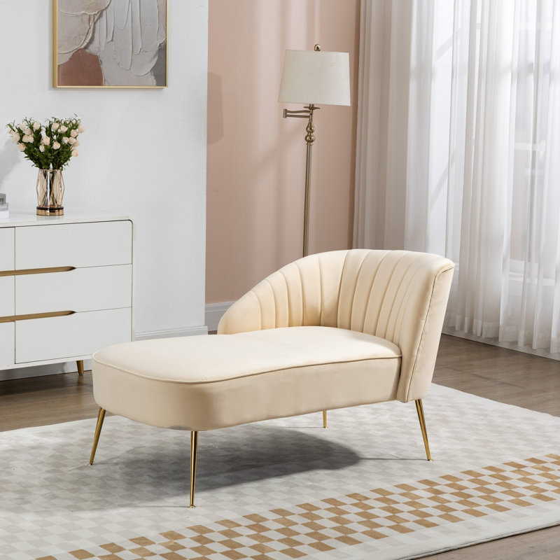 Barfleur Velvet Chaise Lounge, Yellow
