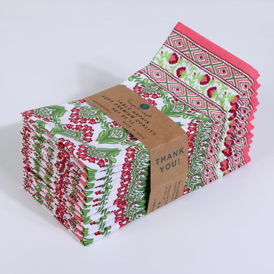  Ensemble de 12 serviettes de table en coin en mélange de lin et en coton imprimé avec serviettes de table lavables et réutilisables 20 po x 20 po Camellia