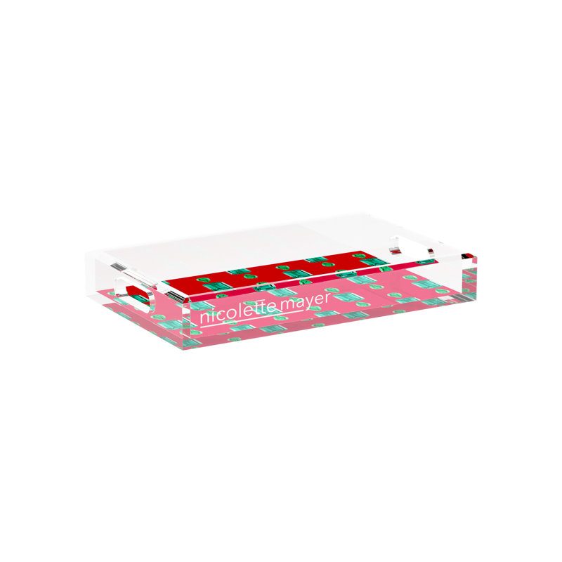 Gem Emeralds Red Acrylic Rectangle Decorative Tray, 12.5"W x 7.75"D x 2"H