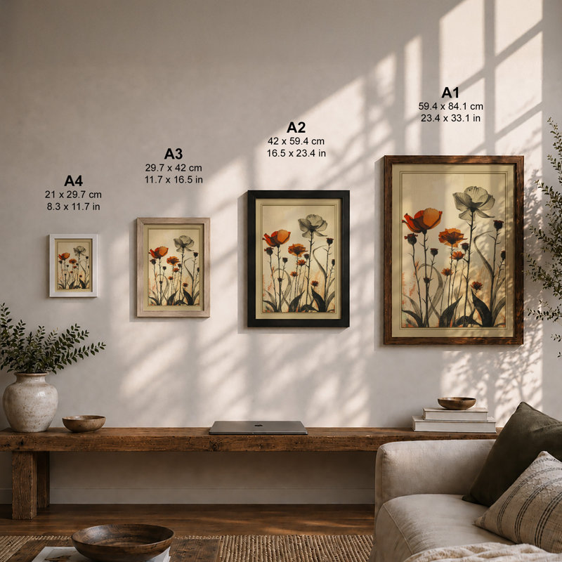 Carnation Study Botanical - Framed Print, A1 - 84.1 x 59.4 cm, Oak