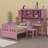 Multifunctional Wood Platform Bed With Bookshelf At The Head Of The Bed, Built-In Desk And Matching Chair-1985540529