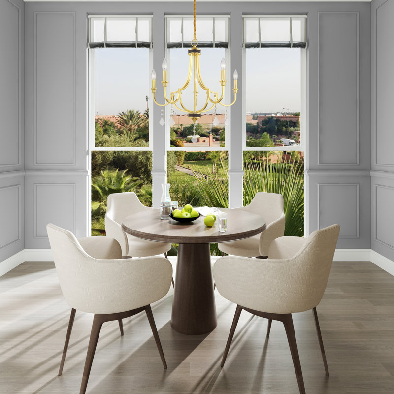 Dedric 5 - Light Dimmable Classic / Traditional Chandelier, Polished Brass