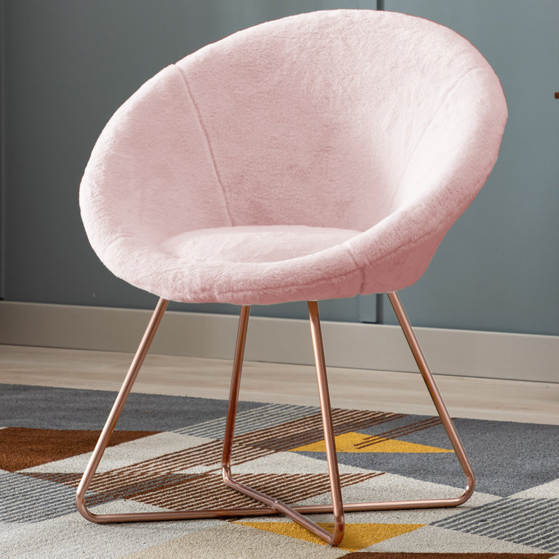 Fauteuil Rickards, Fausse fourrure rose saumon