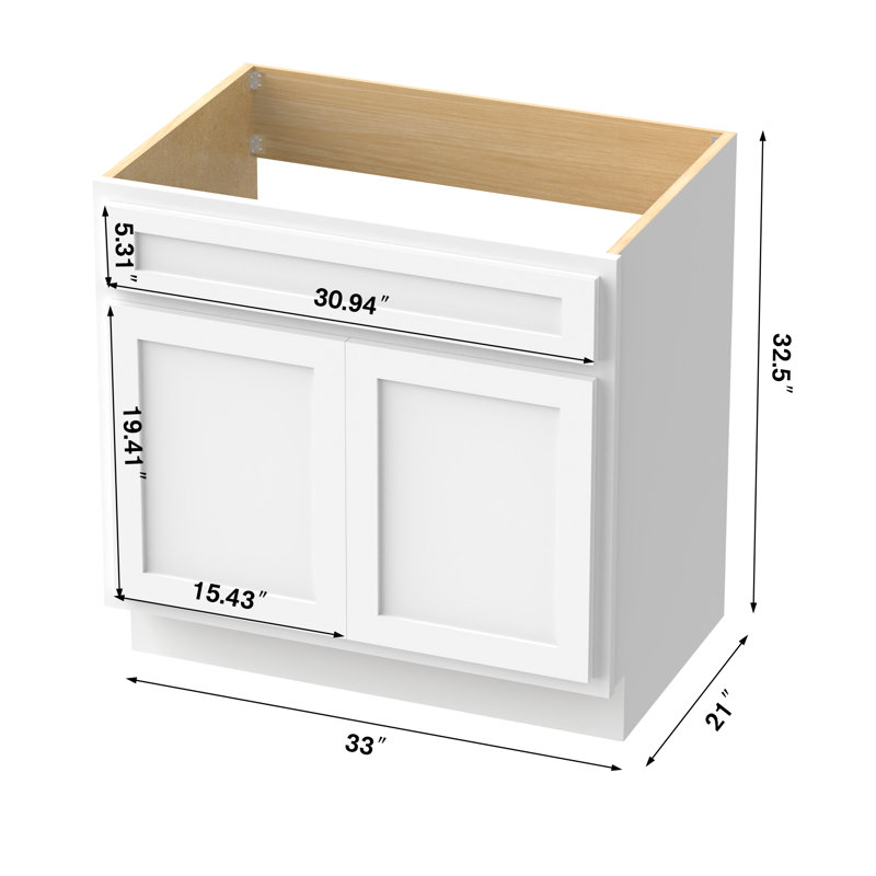 33'' Single Bathroom Vanity Base Only, White