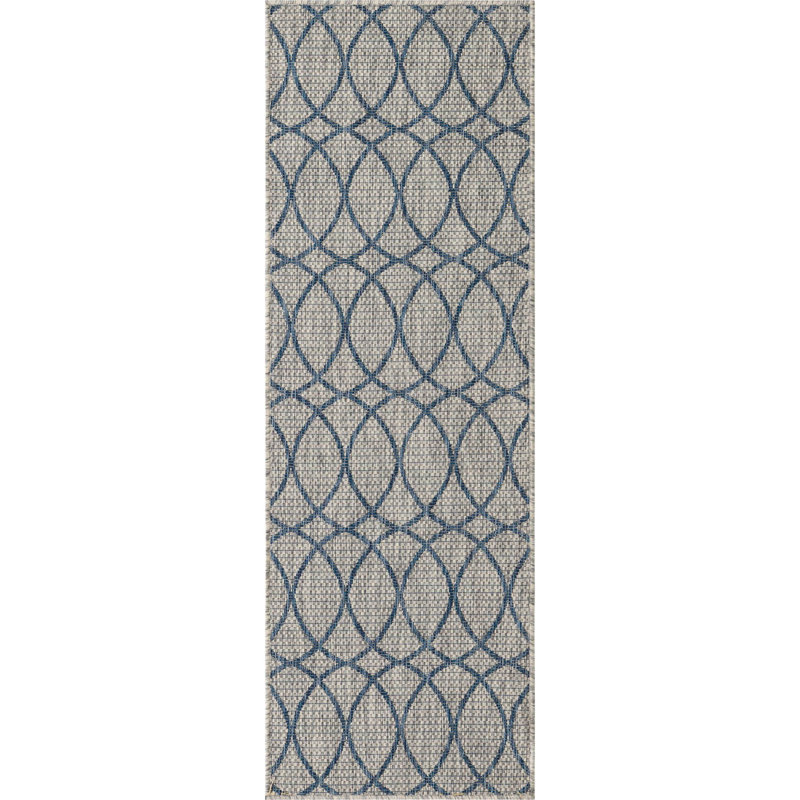 Charcoal Traliccio Indoor/Outdoor Trellis Rug, Runner 2' x 6'