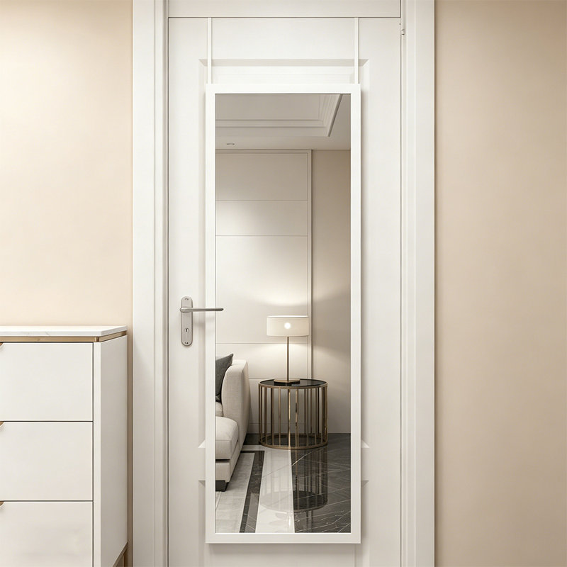 Full Length Door Mirror Wall Mirror Hanging For Bedroom Living Room,Aluminum Frame, White