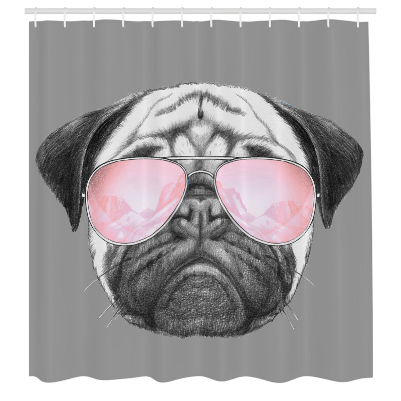 Ensemble de rideau de douche et crochets carlin, H 84 po x l 69 po, Gris pâle / blanc