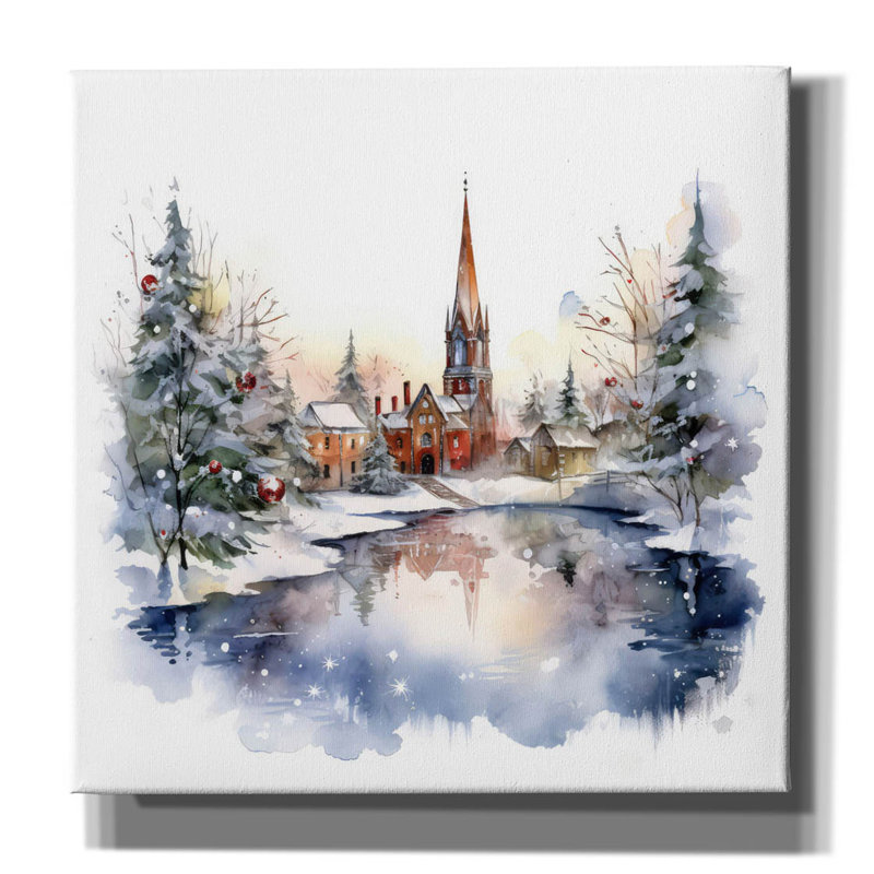 «Cathédrale à Noël» par The Golden Valley, H 12 po x l 12 po x P 0,75 po