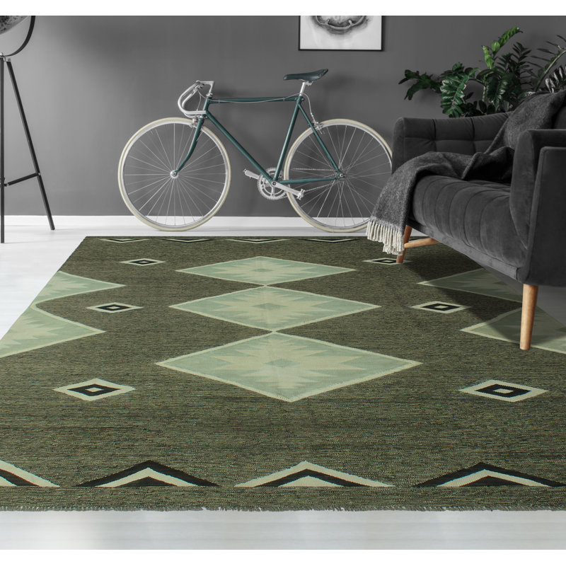 Tapis gris en laine noué à la main de conception unique 8 pi x 11 pi 3 po Alverson