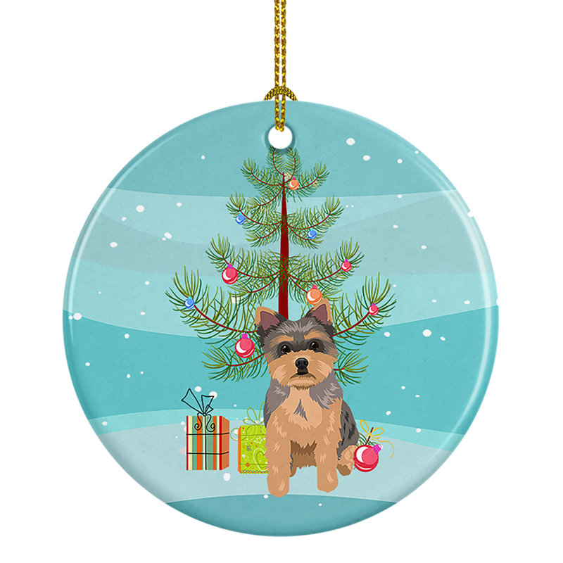 Ornement de Noël en céramique Yorkie, Chiot Yorkie chocolat