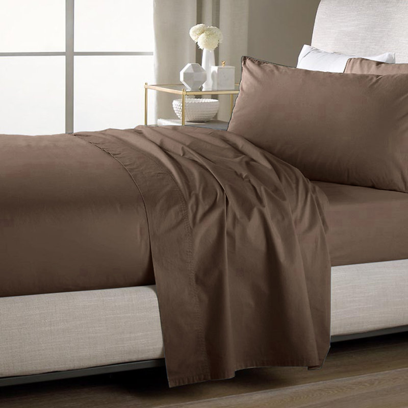 Single Flat/Top Sheet Only, Ultra Soft Double Brushed Microfiber, Chocolate, Twin Flat Sheet