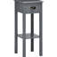 2 tables d'appoint avec tiroir en gris, extrémité étroite pour le salon et la chambre à coucher. Peut accueillir des magazines, des livres, des plantes et des photos. Style élégant, fabrication, fonction de surmatelas. Tablette inférieure surélevée