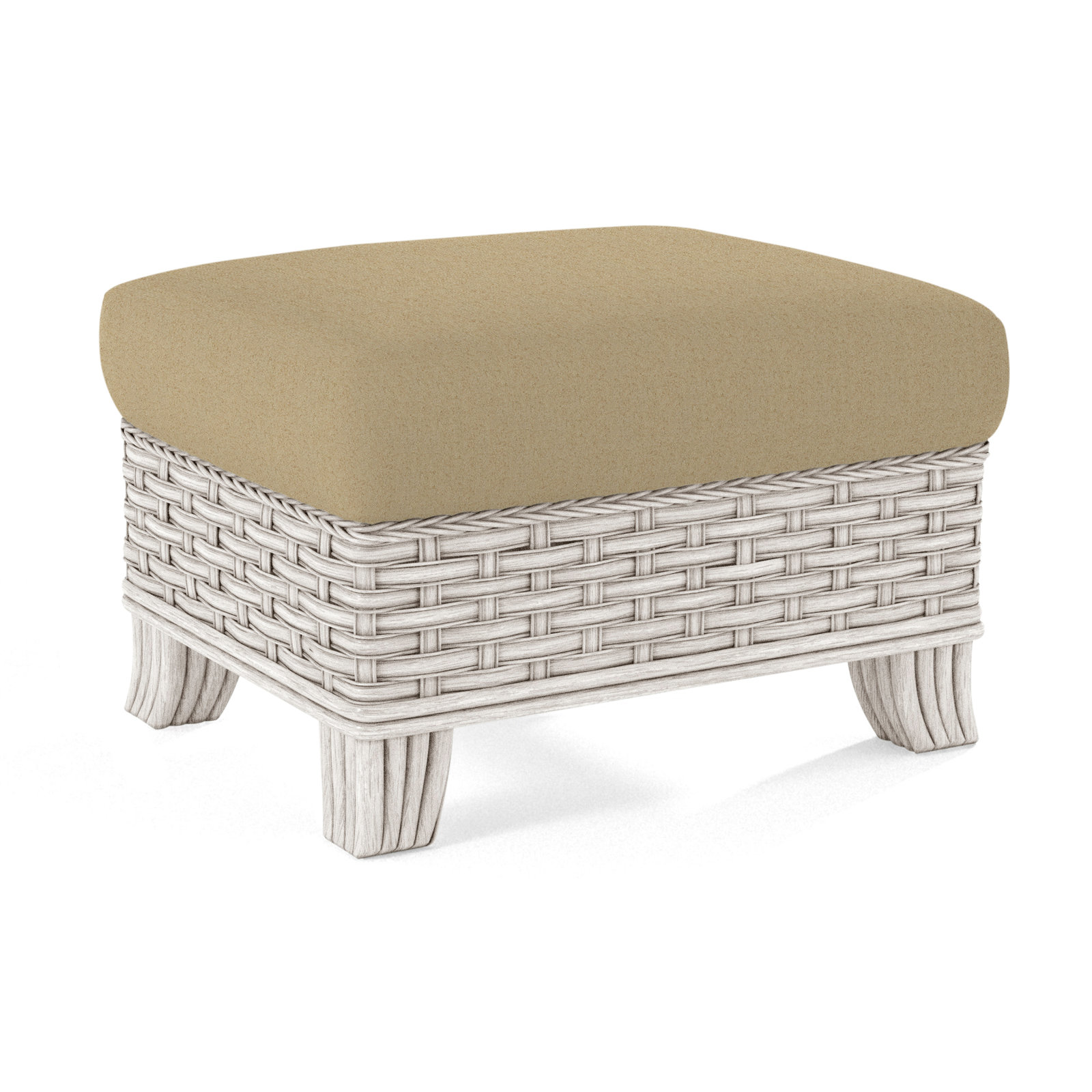 Somerset Upholstered Ottoman, Antique Frost White, Elite Sand
