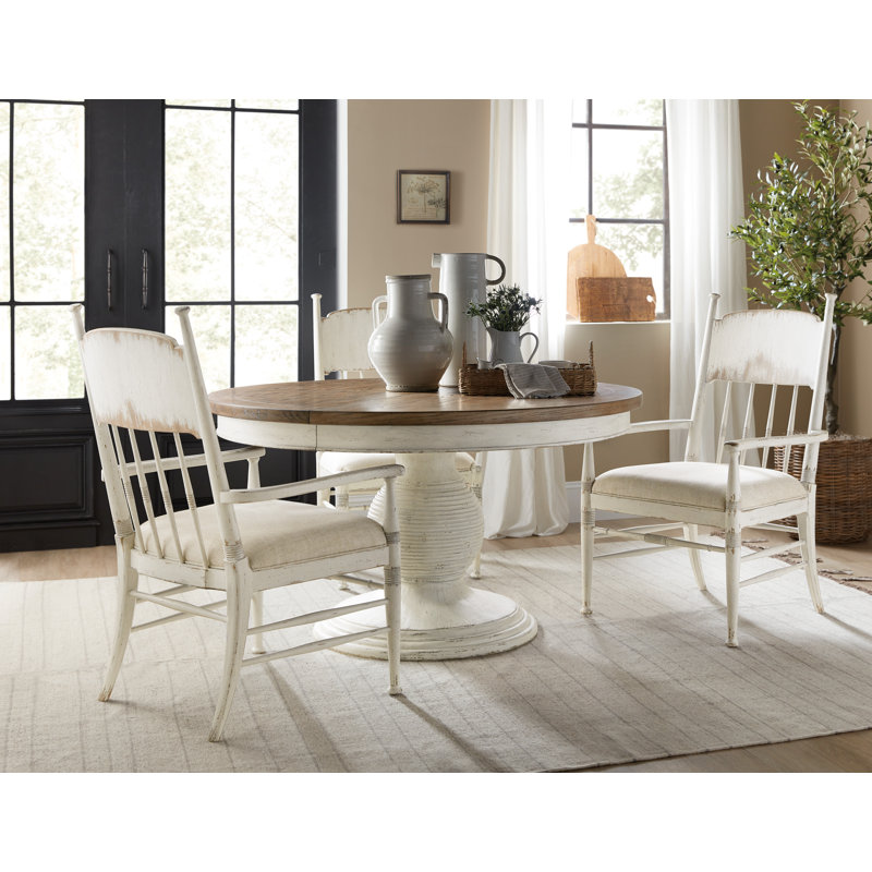 Americana Round Pedestal Dining Table with 22" Leaf, Daisy