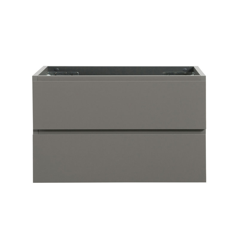 Armoire murale SANS lavabo, couleur grise, avec deux tiroirs, pré-assemblée