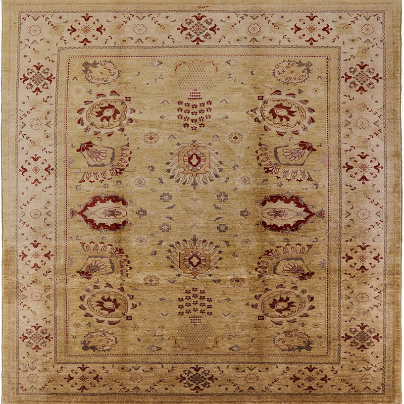 Tapis oriental beige / rouge, Carré 4 pi