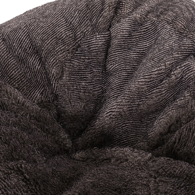 3 Foot Rounded Bean Bag Chair, Brown Faux Fur