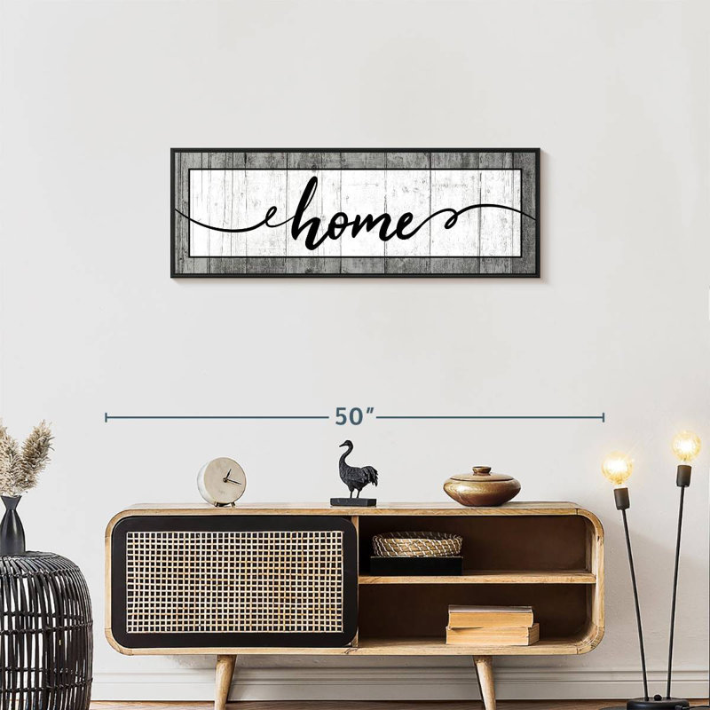 Plaque murale typographique en bois, 37" X 13", Cadre flottant noir