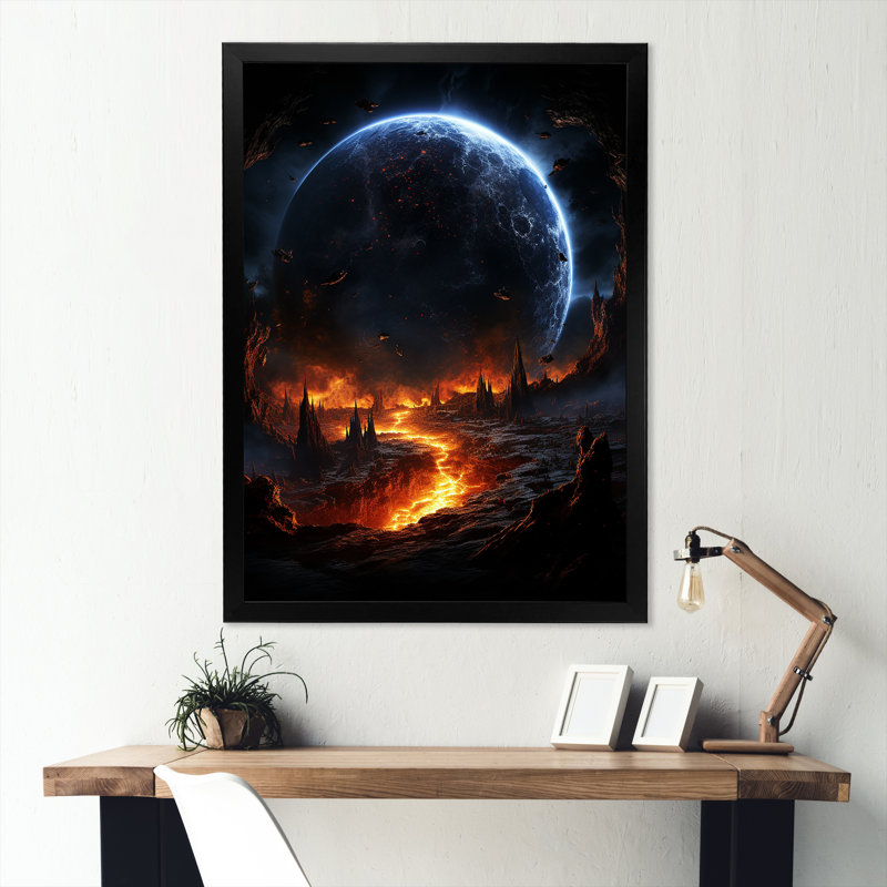 Art mural mural «Black Comets In Galaxy III», H 20 po x l 12 po x P 1 po, Cadre simple noir