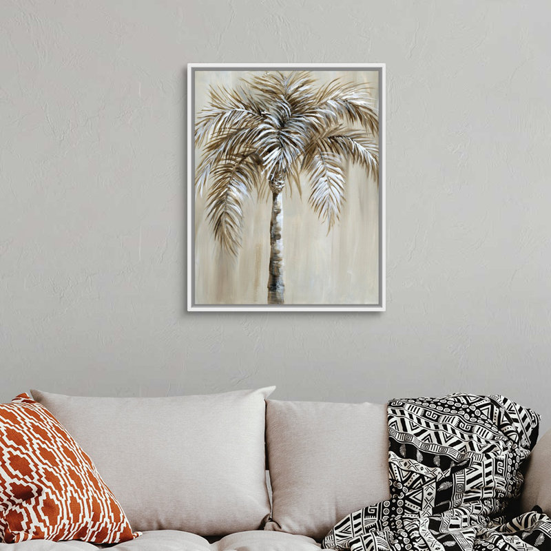 Palmier I, art mural sur toile, Toile avec cadre blanc, H 30 po x l 24 po x P 1,75 po