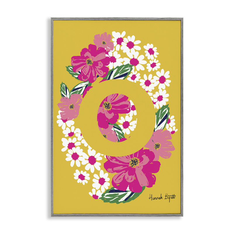 «Floral Bloom», lettre O, estampe numérique encadrée par Hannah Louise Byatt, Estampe numérique Farmhouse, H 18 po x l 12 po
