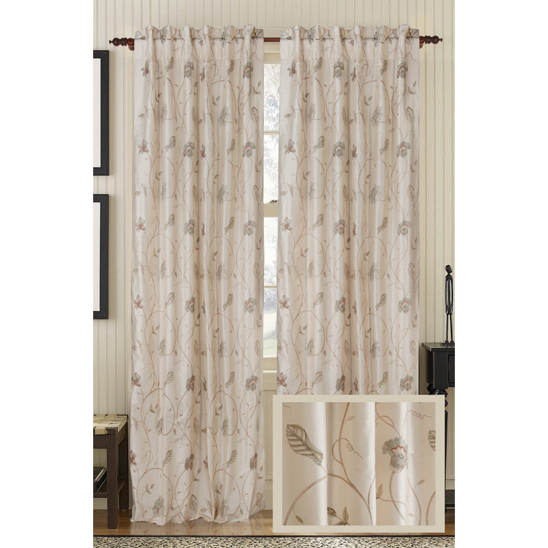 Cutesy Silk Semi Sheer Curtain Single Panel, 50" W x 96" L, Watermelon