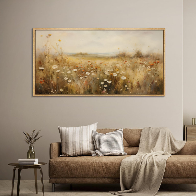 «Vibrant Wildflower Floral», impression sur toile, H 30 po x l 60 po, Naturel
