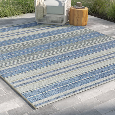 Tapis rayé intérieur / extérieur Pearsonville