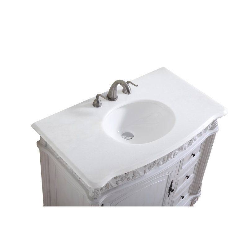 Ensemble de meuble-lavabo simple 36 po Aurillac, Blanc antique, Blanc pur