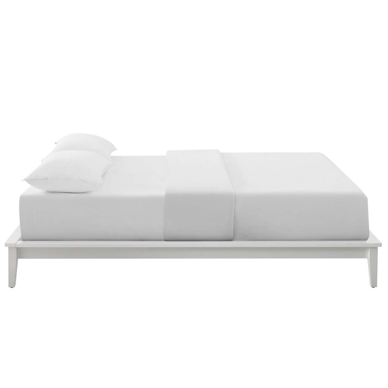 Modway Lodge Wood Platform Bed Frame, White, Queen
