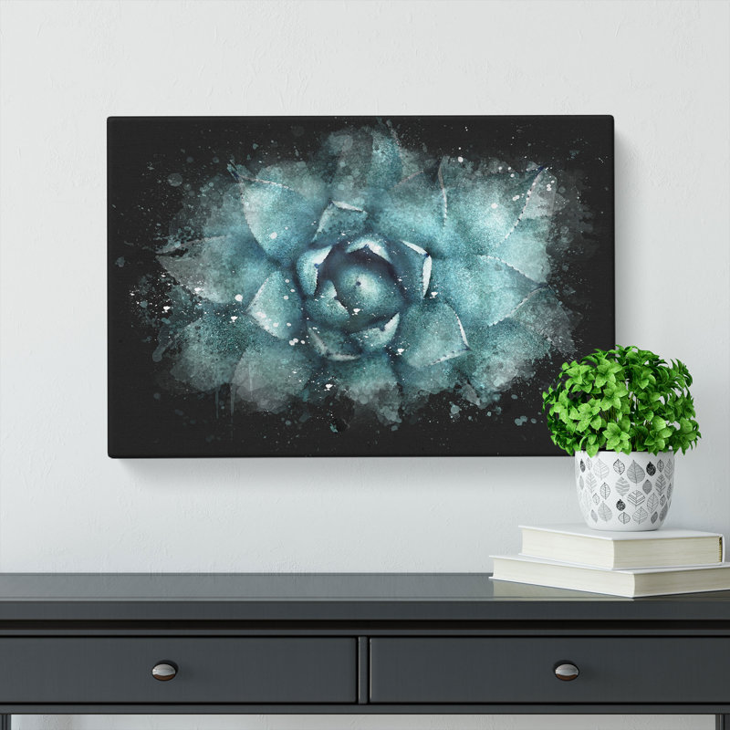 Centre Of A Green Succulent Plant - Wrapped Canvas Painting, 40cm H x 60cm W x 3cm D