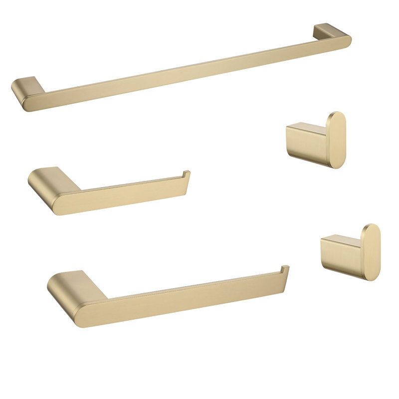 Ensemble de quincaillerie de salle de bain 5 pièces, Or brossé