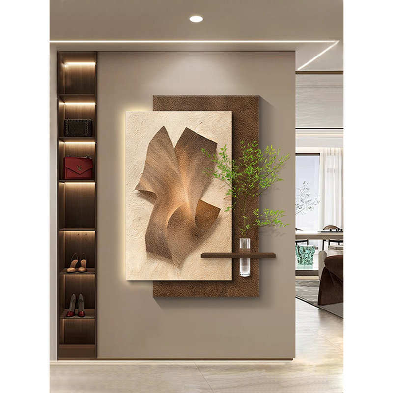 Peinture et lampe de plante hydroponique simple et abstraite, H 51,18 po x l 33,86 po x P 1,57 po